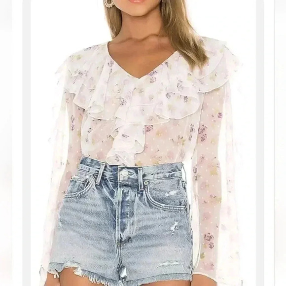 COPY - MAJORELLE ruffle flower blouse - Picture 1 of 12